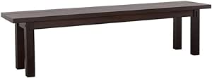 Pemberly Row Farmhouse Wooden Rectangle Bench in Brown Finish