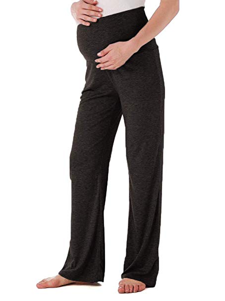 Jinson Women's Maternity Wide/Straight Versatile Comfy Palazzo Lounge Pants Stretch Pregnancy Trousers