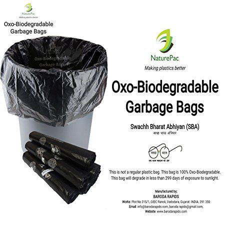 Garbage bags biodegradable premium small size 43 cm x 51 cm ,Trash bags / Dustbin bags/100% biodegradable tested garbage bags (180 bags) by NATUREPAC