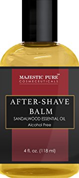 Majestic Pure Post Shave Balm with Sandalwood Essential Oil, Moisturizes and Nourishes Skin After Shaving, 4.0 fl oz