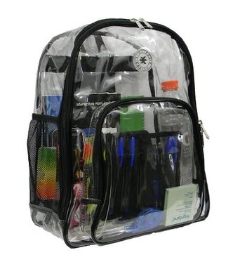 Super Heavy Duty Clear Backpack Durable 05mm Vinyl Completely See Through Daypack 17 Transparent Student School Bookbag