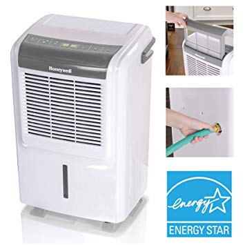 Honeywell DH50W 50 pint Energy Star Dehumidifier for Basement & Rooms up To 3000 Sq ft with Washable Air Filter to Remove Odor, Anti-Spill Design & Continuous Drain