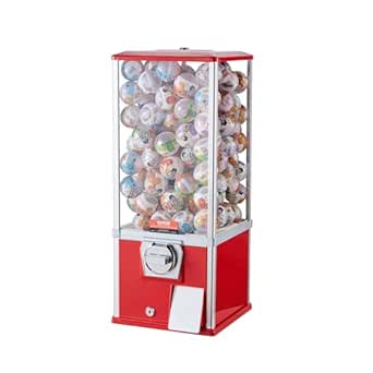 VEVOR Gumball Machine for Kids, 25" Height Home Vending Machine, PS Bouncy Balls Dispenser, Hold 230 Capsule Toys, Rectangle Bubble Gum Machine for Game Stores, Coin Operated Gumball Bank, Red