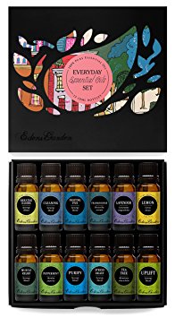 Everyday 100% Pure Essential Oil Gift Set- 12/10 ml (Breathe Easier, Cleaning, Frankincense (serrata), Fighting Five (previously known as Four Thieves), Lavender, Lemon, Muscle Relief, Peppermint, Purify, Stress Relief, Tea Tree, Uplift) by Edens Garden