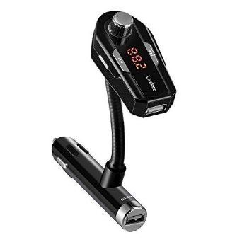 Bluetooth FM Transmitter Radio Car KitGeekee Hands Free Calling and Music Control 5V24A Max Dual USB Charger for iPhone 65 iPod iPad Galaxy S6 MP3 MP4 Tablet and all devices w 35mm Jack