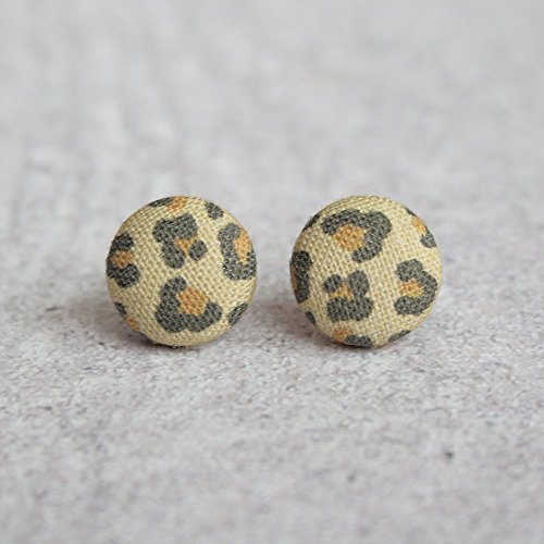 Leopard Print Fabric Button Earrings
