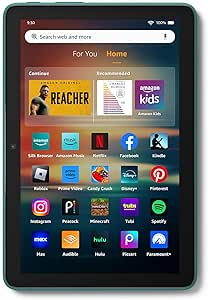 New Amazon Fire HD 8 tablet, 8” HD Display, 3GB memory, 32GB, designed for portable entertainment, Emerald, (2024 release)