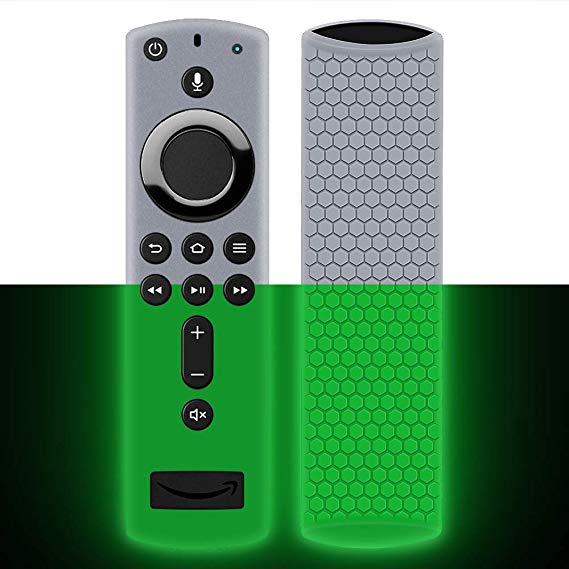Remote Case/Cover for Fire TV Stick 4K,Protective Silicone Holder Lightweight[Anti Slip]ShockProof for Fire TV Cube/Fire TV(3rd Gen)Compatible with All-New 2nd Gen Alexa Voice Remote Control-GlowGreen