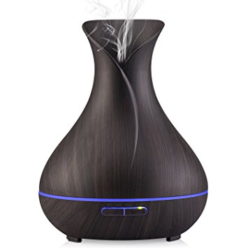 Leofan Cool Mist Humidifier Ultrasonic Aroma Essential Oil Diffuser for Office Home Bedroom Living Room Study Yoga Spa - Wood Grain(400ML New Design)