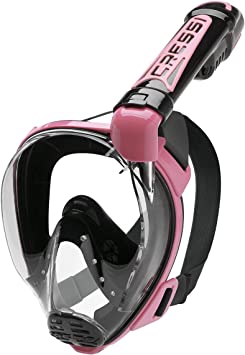 Cressi Adult Snorkelling Full Face Mask | Wide Clear View, Anti-Fog System | Duke Dry: Designed in Italy: Quality Since 1946, Black/Pink, S/M