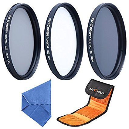 52mm Filter Kit, K&F Concept UV CPL Circular Polarizing ND4 Neutral Density ND Filter Lens Accessory for Nikon D5300 D5200 D5100 D3300 D3200 D3100 DSLR Cameras   Microfiber Lens Cleaning Cloth   Filter Bag Pouch