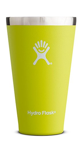 Hydro Flask 16 oz Stackable & Shatterproof Double Wall Vacuum Insulated Stainless Steel True Pint Camping Cup for Beer or Cider, Citron (No Lid Included)