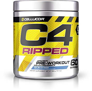 Cellucor C4 Ripped Pre Workout Powder Energy Drink   Fat Burner, Fat Burners for Men & Women, Weight Loss, Icy Blue Razz, 60 Servings