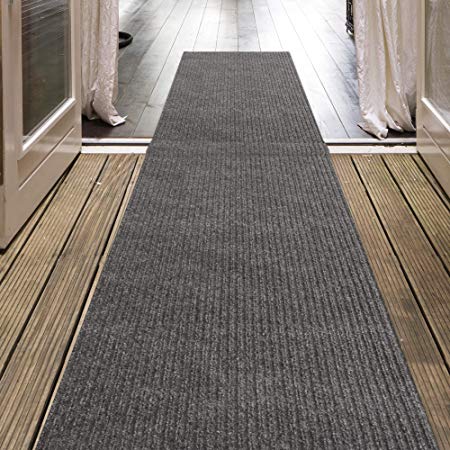 iCustomRug Indoor/Outdoor Utility Ribbed Carpet Runner and Area Rugs in Grey, Many