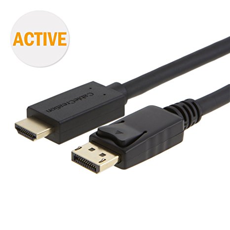 CableCreation (DP1.2) Active DisplayPort to HDMI Cable, DP to HDMI,4K X 2K & 3D Audio/Video, Eyefinity Multi-Screen Support,Black (6ft/1.8M)