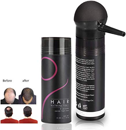 Hair Fibres, Hair Powder 5 Colors Professional Hair Loss Solution Concealer For Thinning Hair Hair Spray For Women And Men Best Hair Thickening Products With Pump Spray Applicator (Medium Brown)