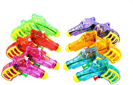 Totem World 12 Squirt Guns for Kids Pet Cat Animal - Transparent Neon Bulk Water Guns with Classic Design and Durable Materials