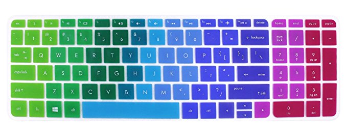 Keyboard Cover Skins for 15.6" HP Pavilion 15-ab 15-ac 15-ae 15-af 15-an 15-ak 15-as 15-au 15-ay 15-ba 15-bc 15-bk Series, HP Envy x360 m6-ae151dx m6-p113dx m6-w, HP OMEN 15-ax (Rainbow)