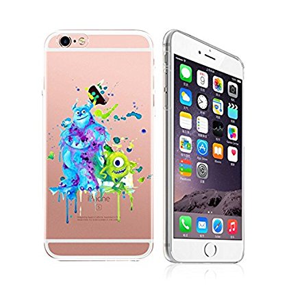 iPhone 6 plus / 6s plus, DECO FAIRY Art Paint Splash Ultra Slim Translucent Silicone Clear Case Gel Cover for Apple (BFF monsters )