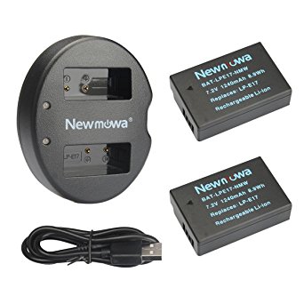 Newmowa LP-E17 Battery (2 pack) and Dual USB Charger Kit for Canon EOS M3 750D 760D Rebel T6i T6s 8000D Kiss X8i Digital Cameras