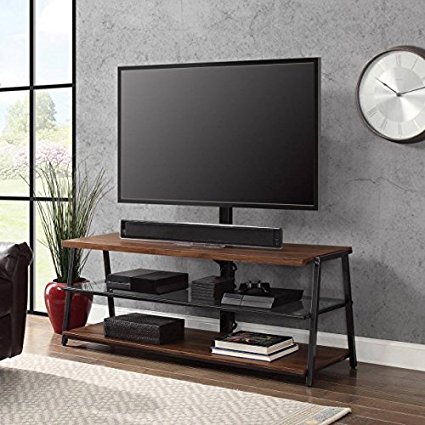 Mainstays 3-in-1 Medium Brown TV Stand for TV's up to 70", Dimensions: 59.75"W x 21"D x 22-55.75"H