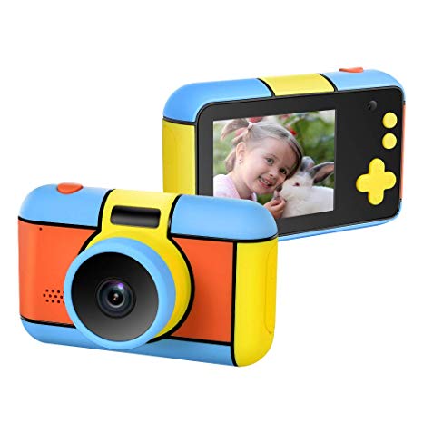 JmeGe Kids Digital Camera 2.4 Inch IPS HD Screen Anti-Drop Children's Camera Camcorder with 1080P Intelligent Optical Sensor Lens & 2400W Pixel Dual Lens& LED Flash