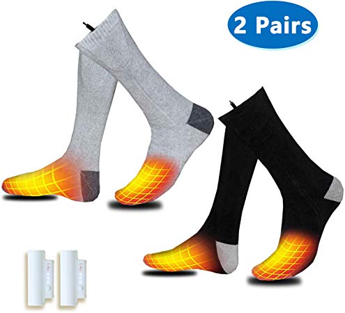 VALLEYWIND Heated Socks, Electric Sock Footwear with Pair Rehargeable Lithium Battery Cotton Heated Socks Keep Forefoot and Toes Warm Heating Times Last 5-9 Hours Suitable Outdoor Hunting