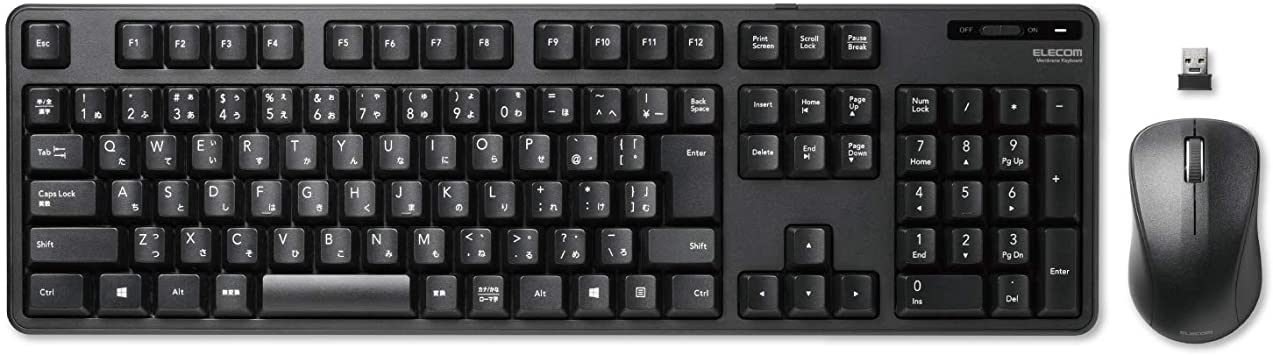 ELECOM Japanese Layout 2.4GHz Wireless Keyboard & Mouse Combo for Windows (TK-FDM106MBK)