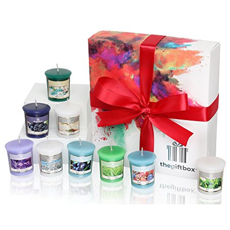 An Exclusive Luxury Gift Set Containing Nine Fruity and Floral Scented Candles Presented in a Free Premium Gift Box. Perfect Birthday Gift, Christmas Gift and Gift for Women. (Glitterkiss)