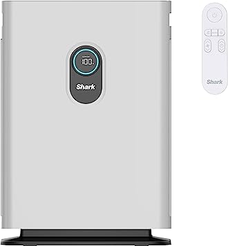 Shark HE401 Air Purifier with Anti-Allergen Multi-Filter Advanced Odor Lock, Cover up to 1,000 Sq. Ft., Captures 99.97% of dust, allergens, smoke, and household odors, Smart Sensing, White