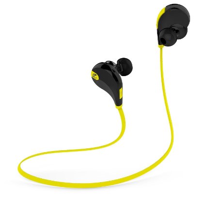 SoundPEATS QY7 Bluetooth 4.1 Wireless Sports Headphones Running Gym Exercise Sweatproof Headsets In-ear Stereo Earbuds Earphones with Microphone (Black/Yellow)