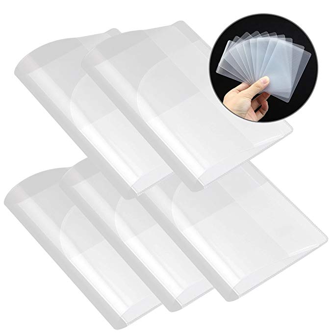Owfeel 5pcs Clear Plastic Passport Cover Passport Protector 10pcs Clear Plastic ID Credit Card Holder