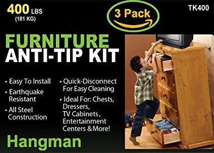 Hangman Anti-Tip Kit to Prevent Furniture Falling-Steel (TK-400-3)