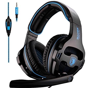 PS4 Headset,SADES 810 Xbox One Mic Gaming Headset Gaming Headphones with Microphone for For New Xbox one PS4 Laptop Mac Tablet iPhone iPad iPod(Black)