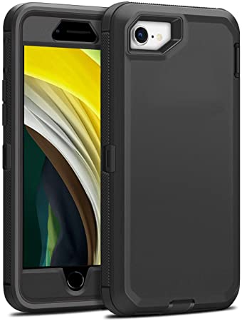 LUUDI iPhone SE 2020 Case Defender Heavy Duty Protective iPhone 7 Case iPhone 8 Case Full Body Protection Case Hard PC Shockproof TPU Cover for iPhone SE 2020 /iPhone 7/iPhone 8 4.7 inch Black