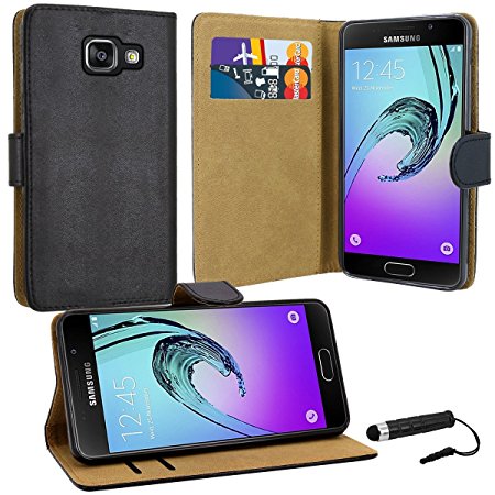 Case Collection® Premium Quality Leather Book Style Wallet Flip Case Cover With Credit Card & Money Slots For Samsung Galaxy A3 2016