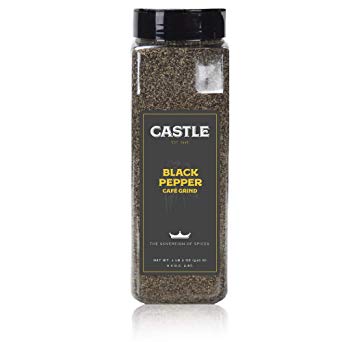 Castle Foods | Black Pepper Cafe Grind 1 lb 2 oz Container Premium Restaurant Quality