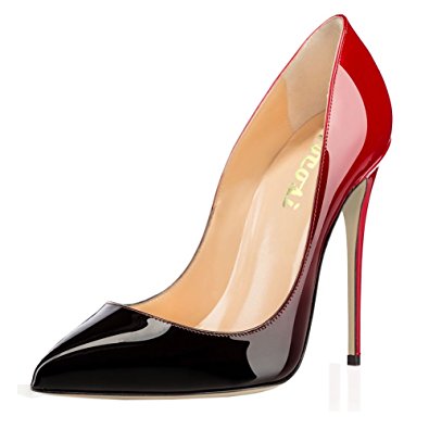 VOCOSI Pointy Toe Pumps For Women,Patent Gradient Animal Print High Heels Usual Dress Shoes