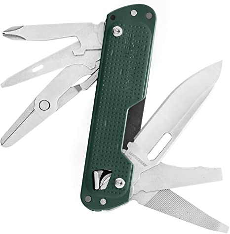 LEATHERMAN, FREE T4 Multitool and EDC Pocket Knife with Magnetic Locking and One Hand Accessible, Built in the USA, Evergreen