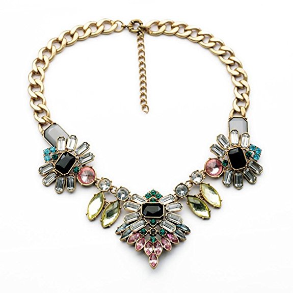 Fit&Wit Rhinestone Crystal Statement Fashion Necklace