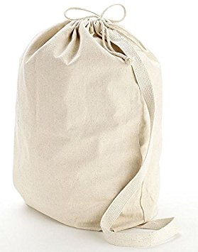Heavy Canvas Laundry Bag with Shoulder Strap with Handle Large Medium Small (SMALL)