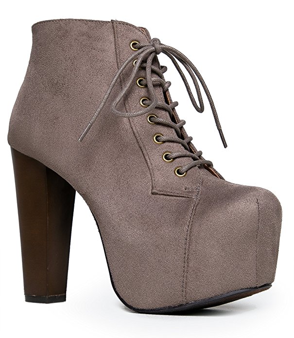 Speed Limit 98 Womens Rosa Chunky High Heel Lace Up Ankle Boot Bootie
