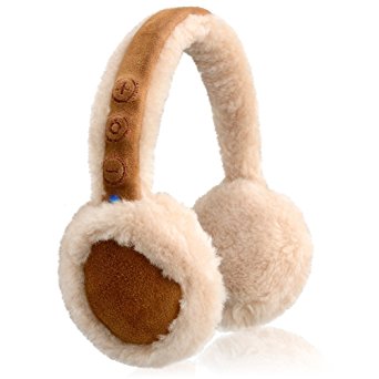 NoiseHush BT500 Bluetooth Earmuff Headphones with Mic for All iPhone, iPad and Smartphones - Brown/Beige