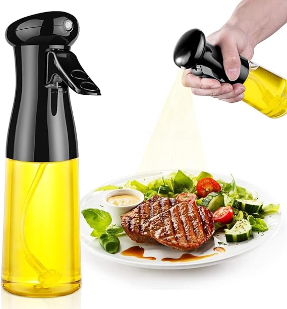 JICOOT Oil Sprayer for Cooking, 210ml Glass Olive Oil Sprayer Mister, Olive Oil Spray Bottle, Kitchen Gadgets Accessories for Air Fryer, Canola Oil Spritzer, Widely Used for Salad Making, Baking, Frying, BBQ