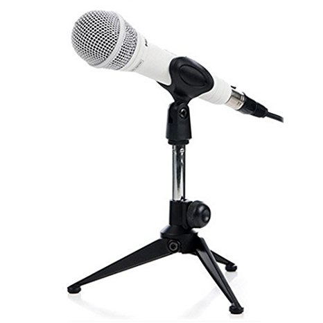Etubby Adjustable Foldable Tripod Desktop Microphone Stand Holder with Mic Clip for Meetings, Lectures, Podcasts, and More