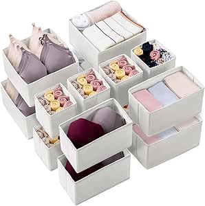 Kootek 16 Pack Drawer Organizer Clothes, Dresser Drawer Organizers for Clothing Fabric Foldable Closet Organizers and Storage Bins for Baby Clothes, Nursery, Underwear, Bras, Socks