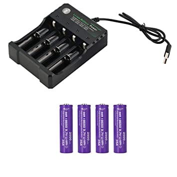 Battery Charger  4pcs 18650 Battery button/niple top 2500Mah 3.7V Lithium Rechargeable Batteries for Led Flashlight Torch Headlamp more