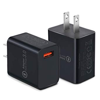 Besgoods 2-Pack 18W Adaptive Fast Charging Wall Charger Adapter Compatible with Wireless Charger, Samsung Galaxy S10 S9 S8 Note 8 9, iPhone, iPad, LG, HTC and More - Black