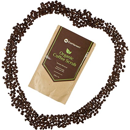 Organic Coffee Scrub with 2x Caffeine – A Natural Body Scrub infused w/ Almond Oil, Vitamin E, and Sea Salt. Best for exfoliating your skin. A perfect gift – 7 oz /220 g – By Eve Hansen