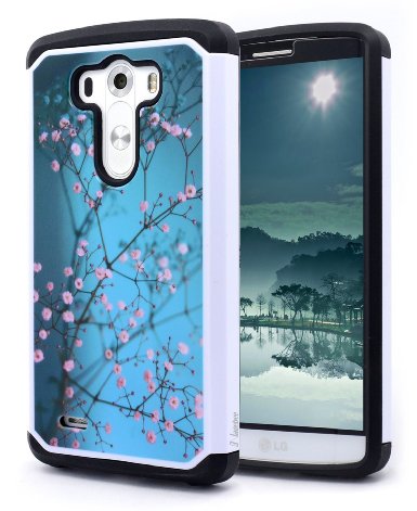 NageBee Dual Layer Hybrid Defender Case for LG G3 - Plum Blossom